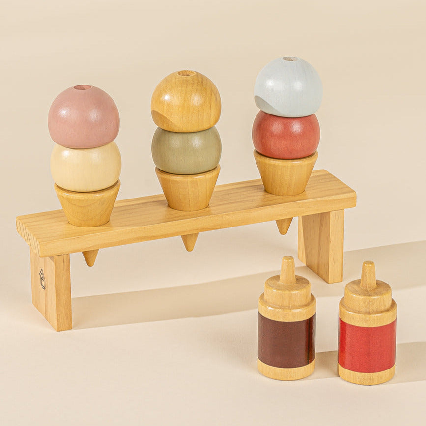 Cadeau d'apprentissage de compteur de jouets de crème glacée en bois 