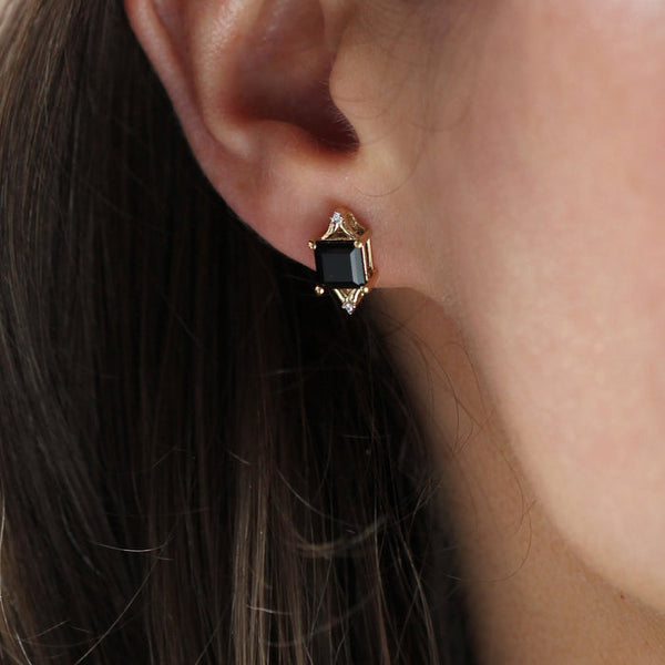 Boucles d'oreilles - Diana or + onyx noir