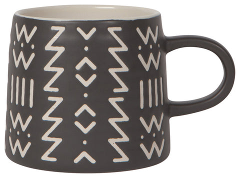 Tasse - Noire motifs blancs